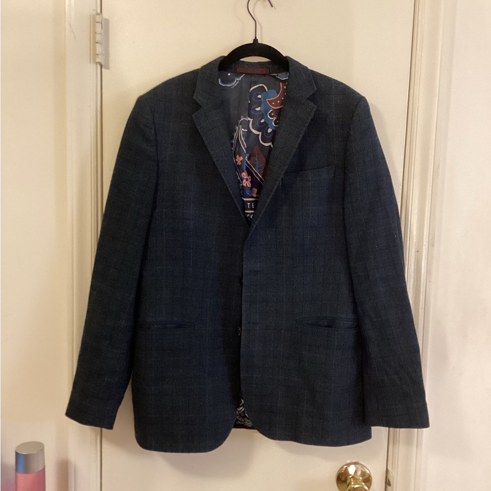 Ted Baker Blue Plaid Blazer with Elegant Tailored Design